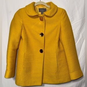 Ann Taylor Petites Textured Mustard Coat 4P Vintage Inspired A-Line Jacket